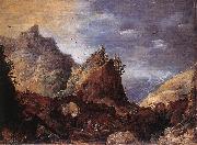 MOMPER, Joos de Mountain Scene with Bridges gs oil painting
